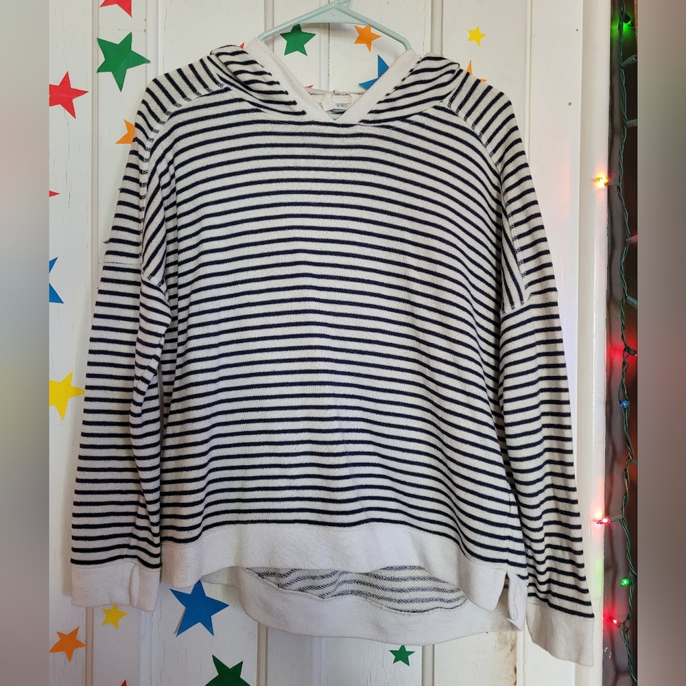 Lightweight Black And White Striped Hoodie
